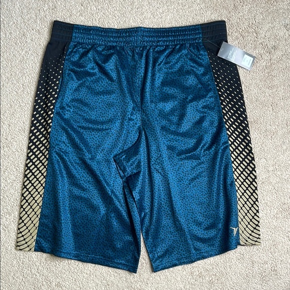 Old Navy Blue and Black Athletic Shorts with Elastic Waistband - Picture 1 of 4